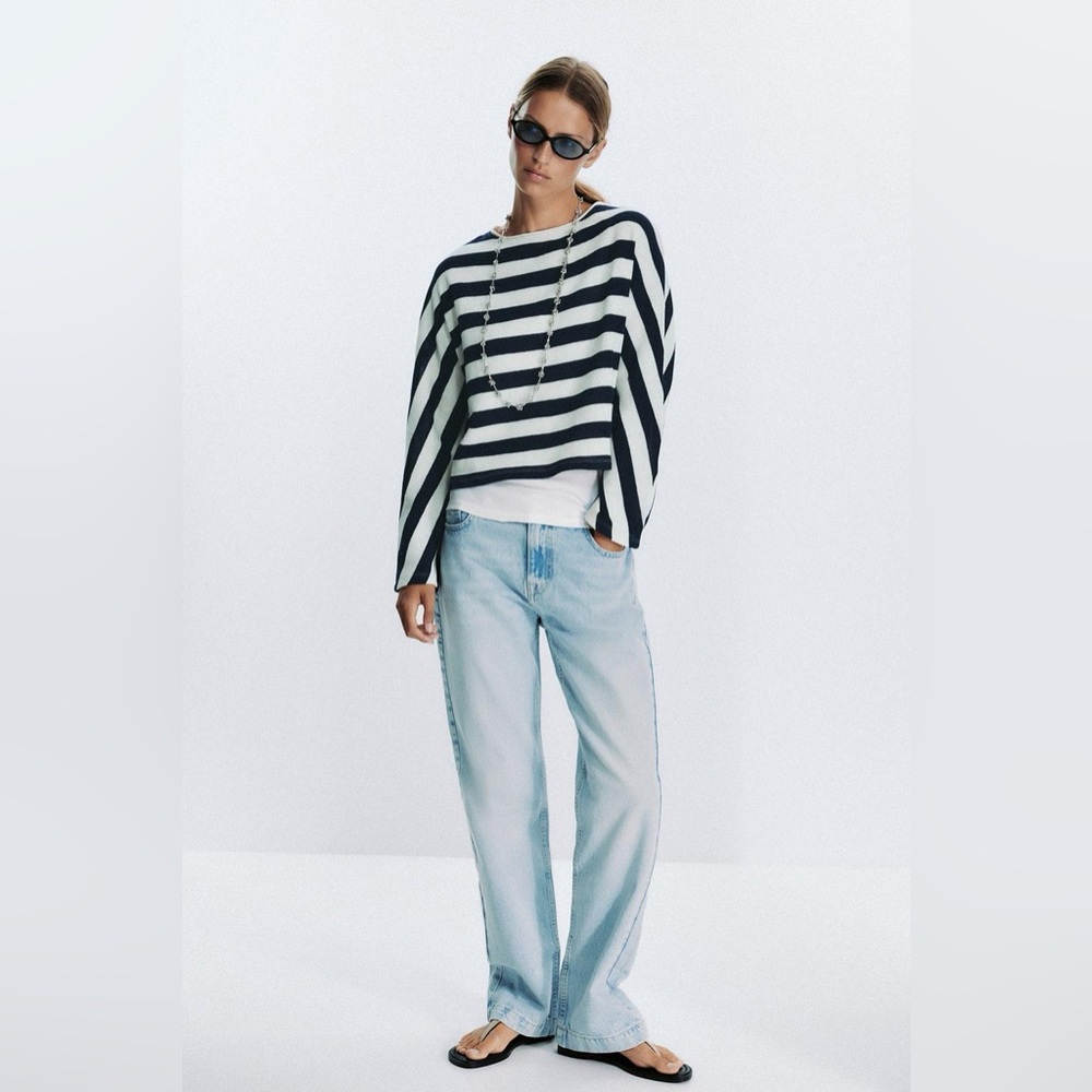 NWT Zara STRIPED BATWING SLEEVE SWEATER